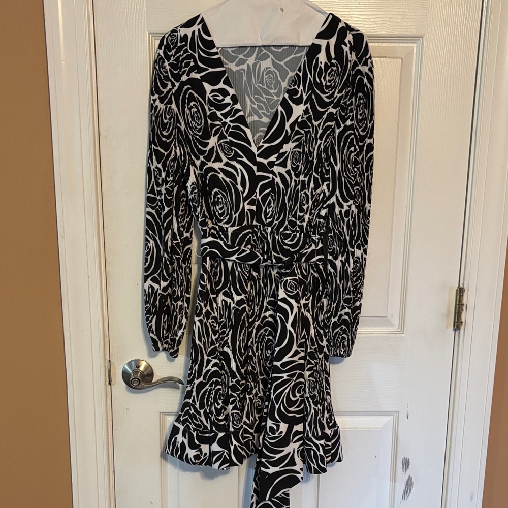 Milly Black and White Floral Mini Dress